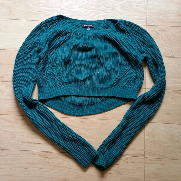 Le Chateau green cropped sweater S - Picture 1 of 3